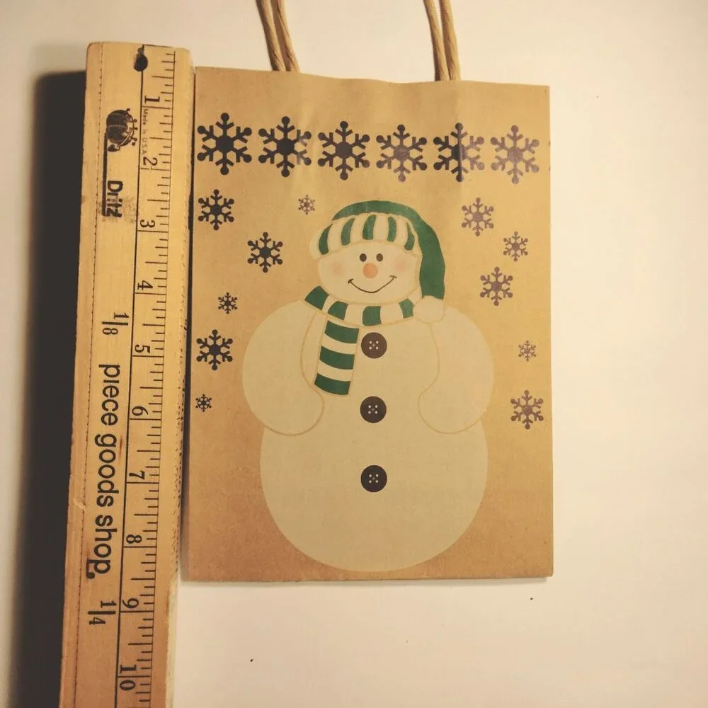 Snowman Paper Gift Bag Handles Winter Holiday Medium 9x6
